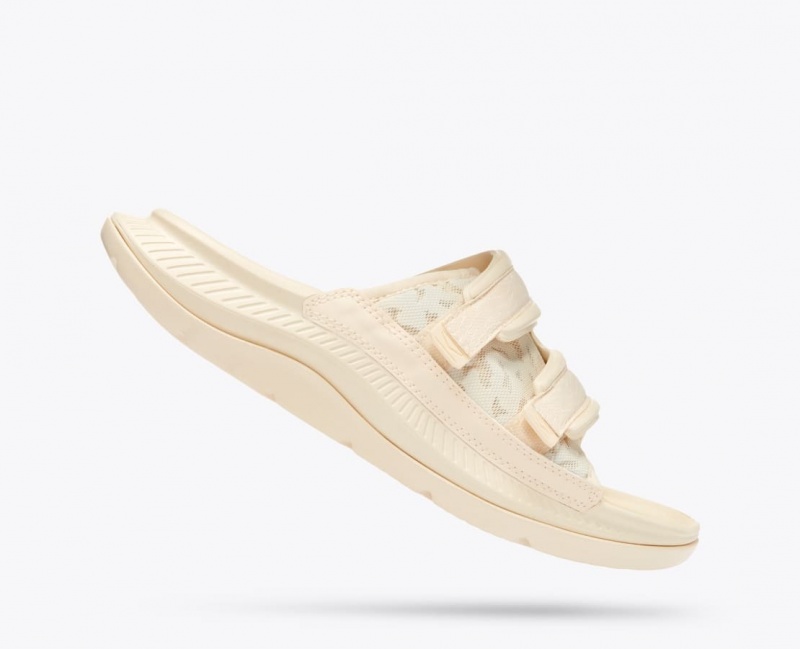 HOKA Ora Luxe Men's Slide Cream | 85267PNMX