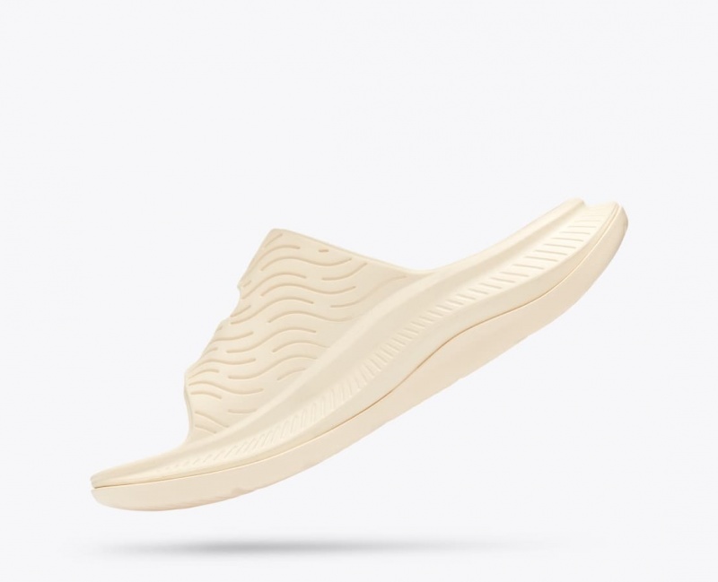 HOKA Ora Luxe Men's Slide Cream | 85267PNMX