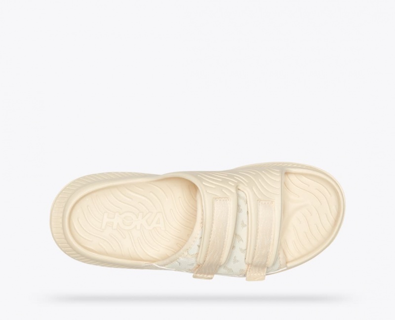 HOKA Ora Luxe Men's Slide Cream | 85267PNMX