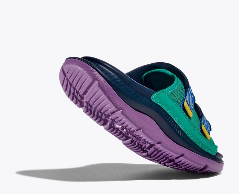 HOKA Ora Luxe Men's Slide Dark Blue / Green / Purple | 09528VEIX