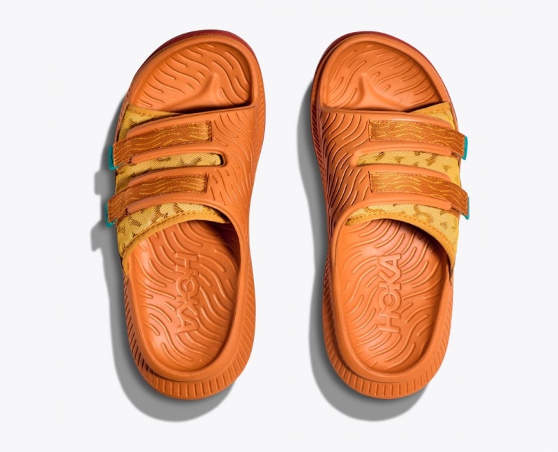 HOKA Ora Luxe Men's Slide Dark Orange | 03614REQN