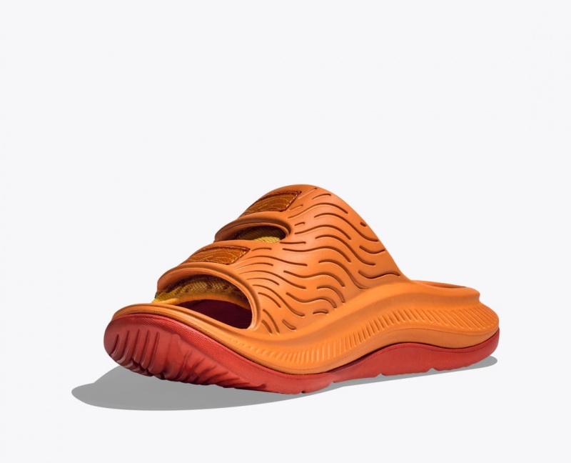 HOKA Ora Luxe Men's Slide Dark Orange | 03614REQN