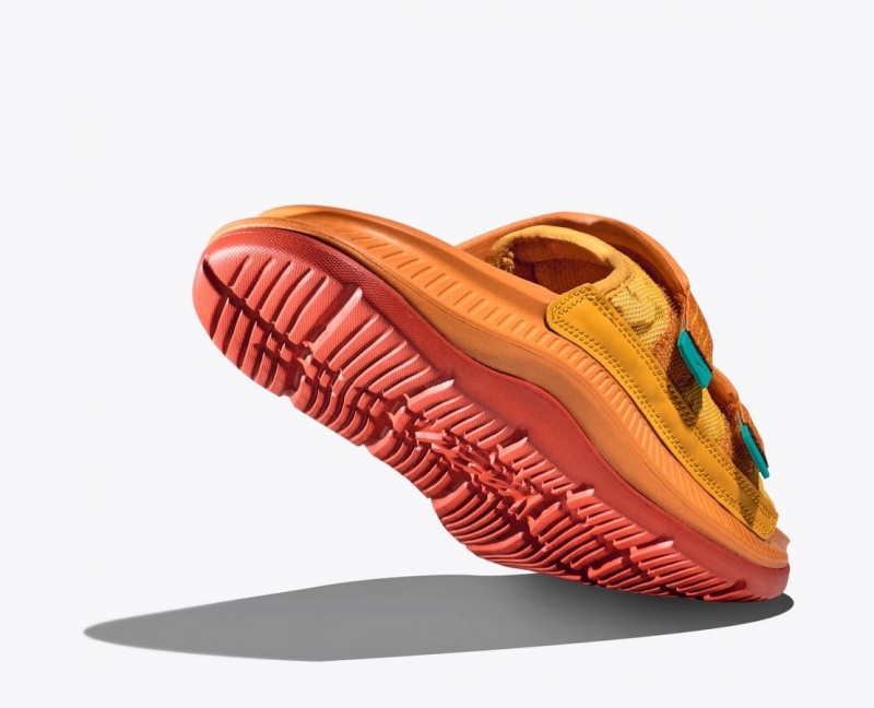 HOKA Ora Luxe Men's Slide Dark Orange | 03614REQN