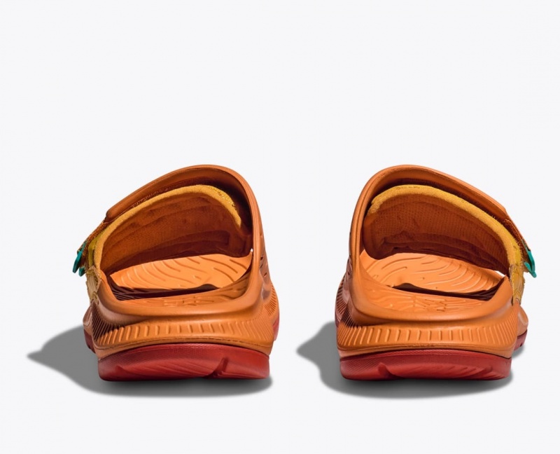 HOKA Ora Luxe Men's Slide Dark Orange | 03614REQN