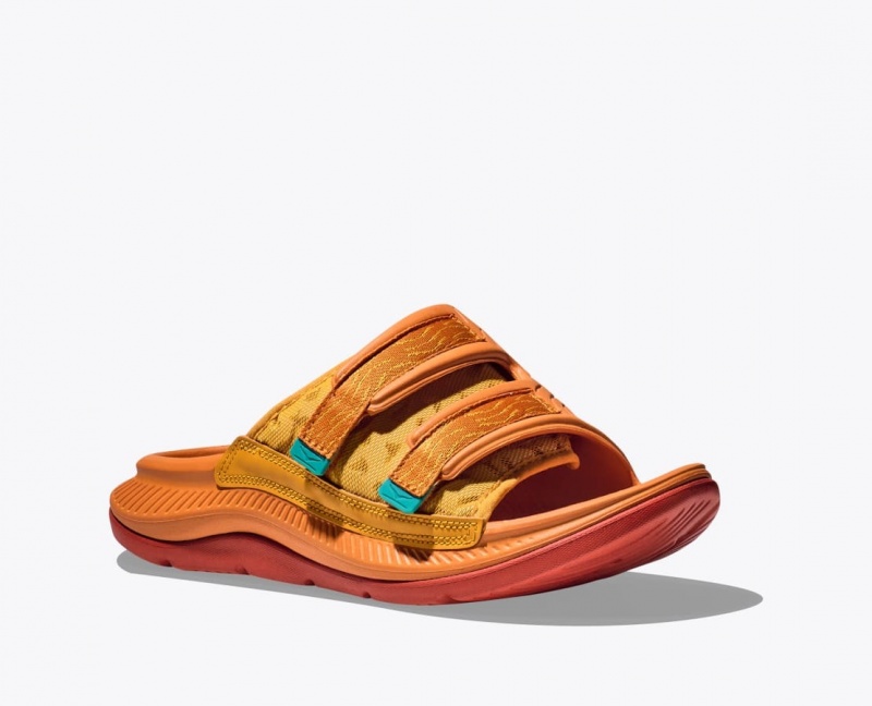 HOKA Ora Luxe Men's Slide Dark Orange | 03614REQN