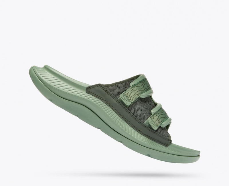 HOKA Ora Luxe Men's Slide Green | 04352CYRG