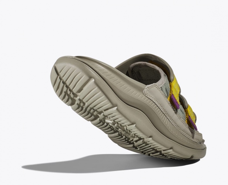 HOKA Ora Luxe Men's Slide Khaki / Yellow | 36791INFB