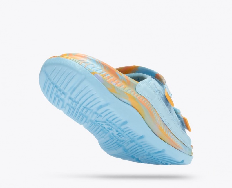 HOKA Ora Luxe Men's Slide Light Blue / Orange | 02538ABCS