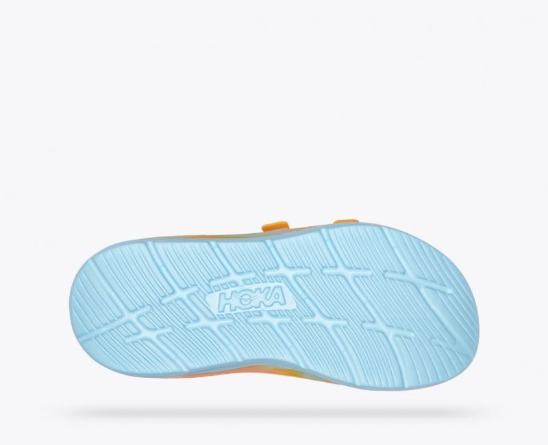 HOKA Ora Luxe Men's Slide Light Blue / Orange | 02538ABCS