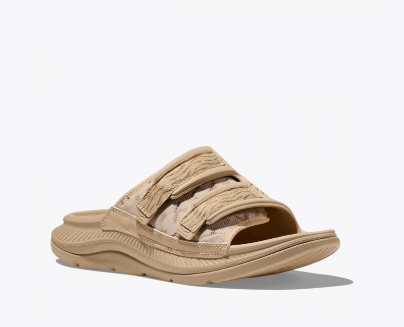 HOKA Ora Luxe Men's Slide Light Khaki | 47296QEGS