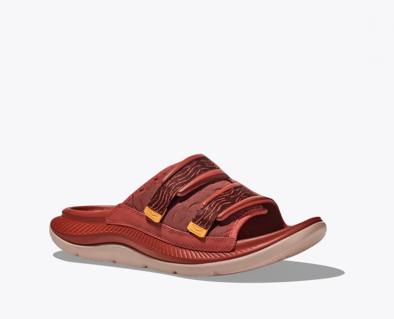 HOKA Ora Luxe Men's Slide Red Brown | 95147MTED