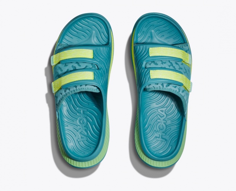 HOKA Ora Luxe Men's Slide Turquoise | 43107NZMX