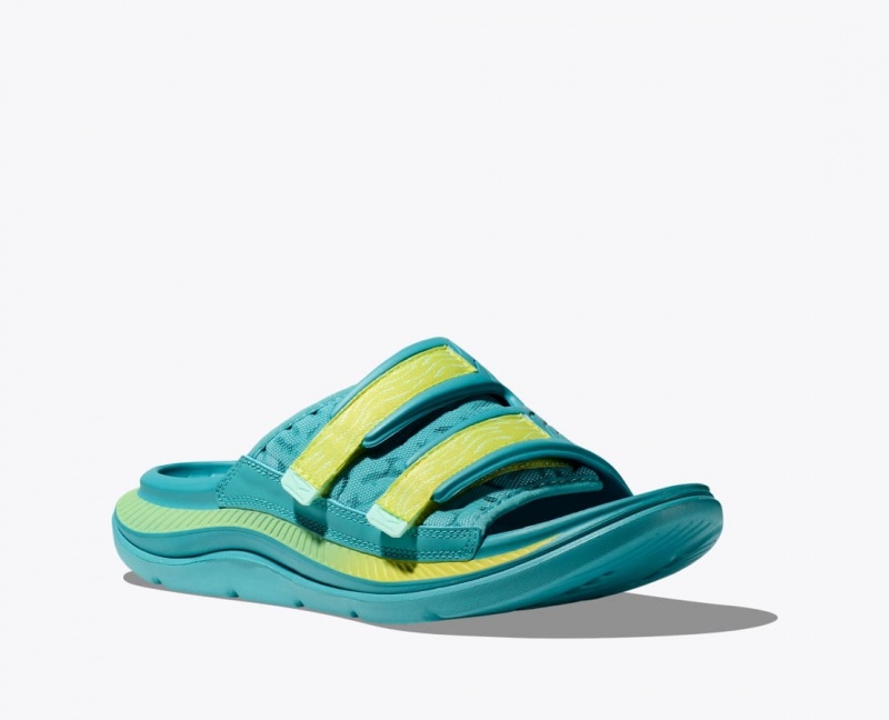 HOKA Ora Luxe Men's Slide Turquoise | 43107NZMX