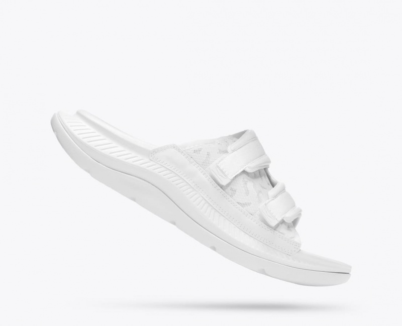 HOKA Ora Luxe Men's Slide White | 49508UJVE