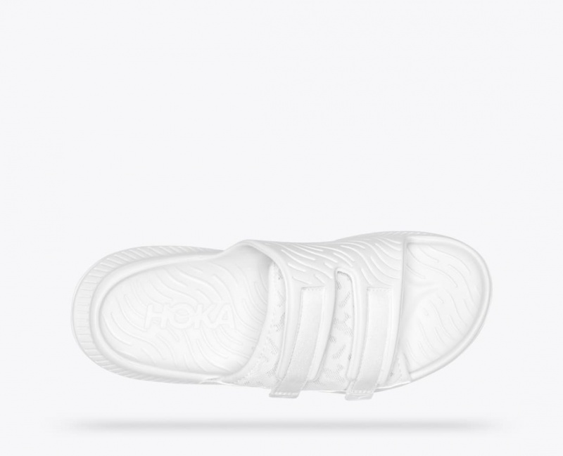 HOKA Ora Luxe Men's Slide White | 49508UJVE