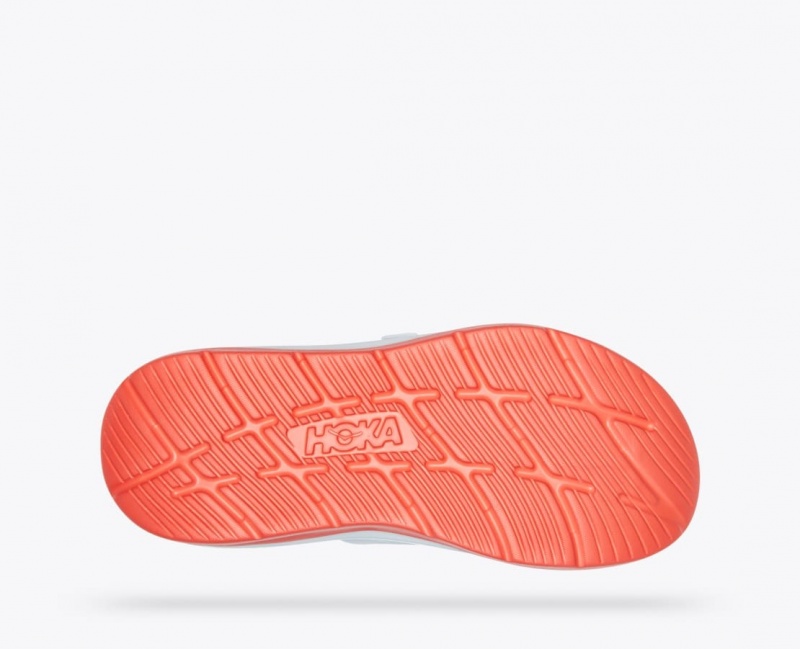 HOKA Ora Luxe Men's Slide White / Orange / Blue | 36452GBCN