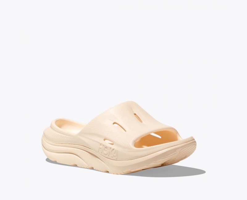 HOKA Ora Recovery 3 Kids' Slides Beige | 62439CZRS