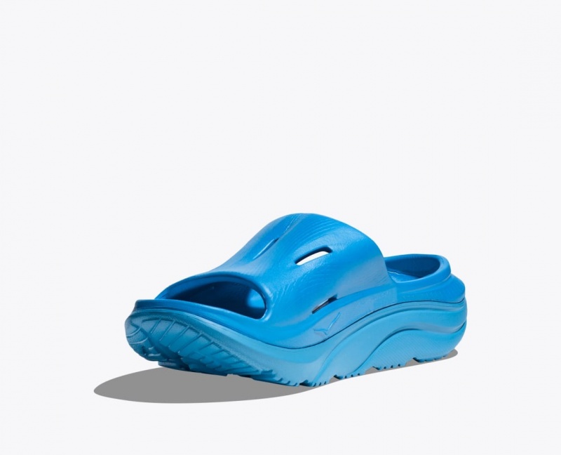 HOKA Ora Recovery 3 Kids' Slides Blue | 54673WKMB