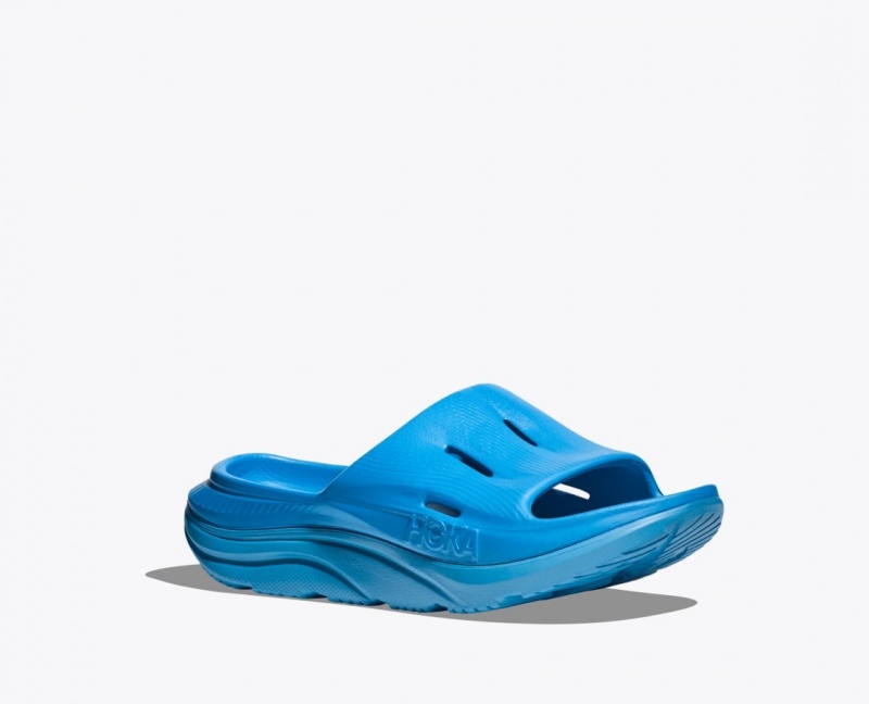 HOKA Ora Recovery 3 Kids' Slides Blue | 54673WKMB