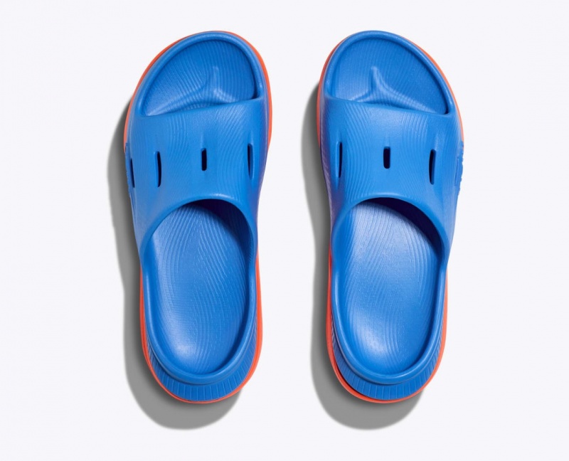 HOKA Ora Recovery 3 Kids' Slides Blue / Orange | 25467SCYR