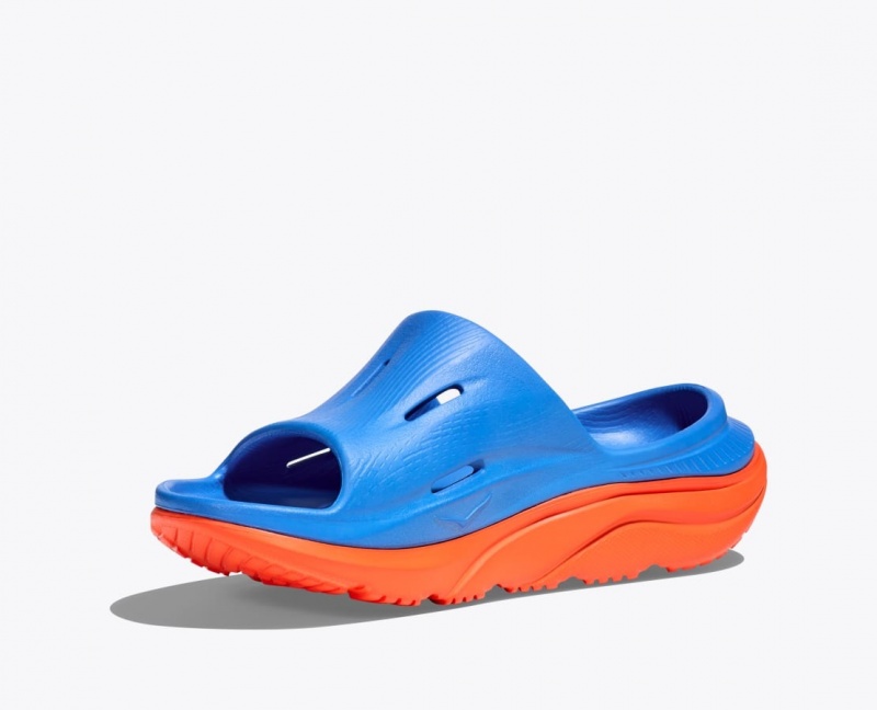 HOKA Ora Recovery 3 Kids' Slides Blue / Orange | 25467SCYR