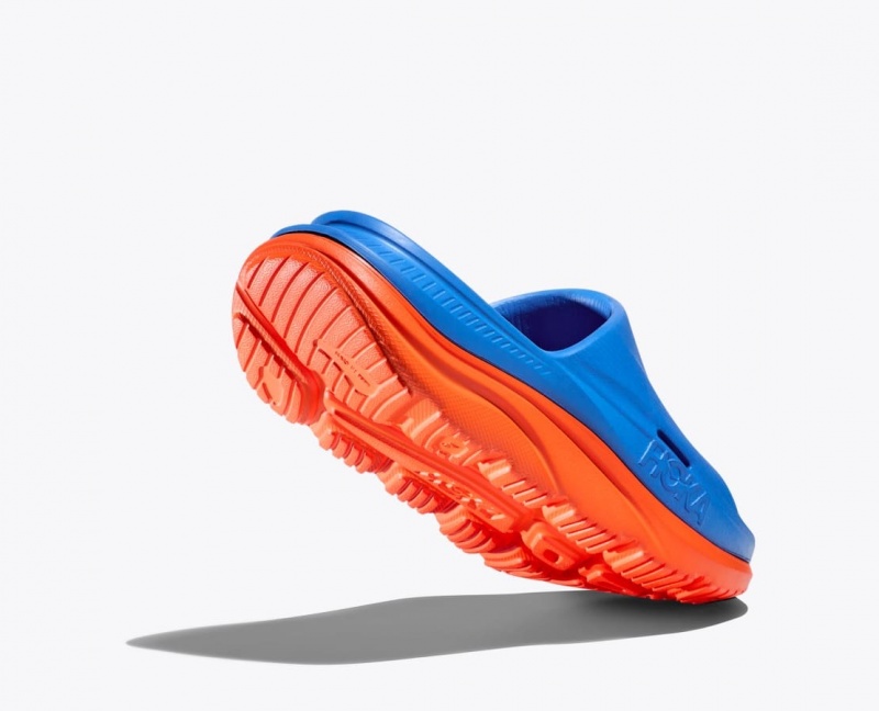 HOKA Ora Recovery 3 Kids' Slides Blue / Orange | 25467SCYR