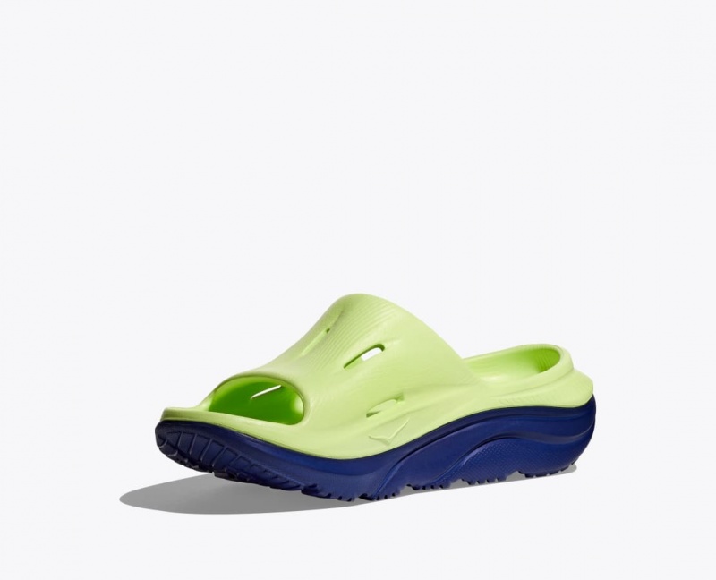 HOKA Ora Recovery 3 Kids' Slides Green / Navy | 46713MHCS