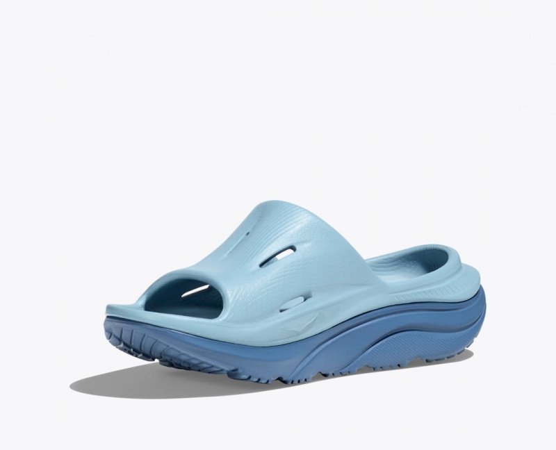 HOKA Ora Recovery 3 Kids' Slides Light Blue / Dark Blue | 37695AQBP