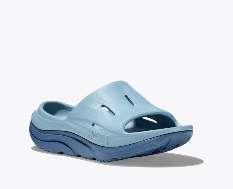 HOKA Ora Recovery 3 Kids' Slides Light Blue / Dark Blue | 37695AQBP