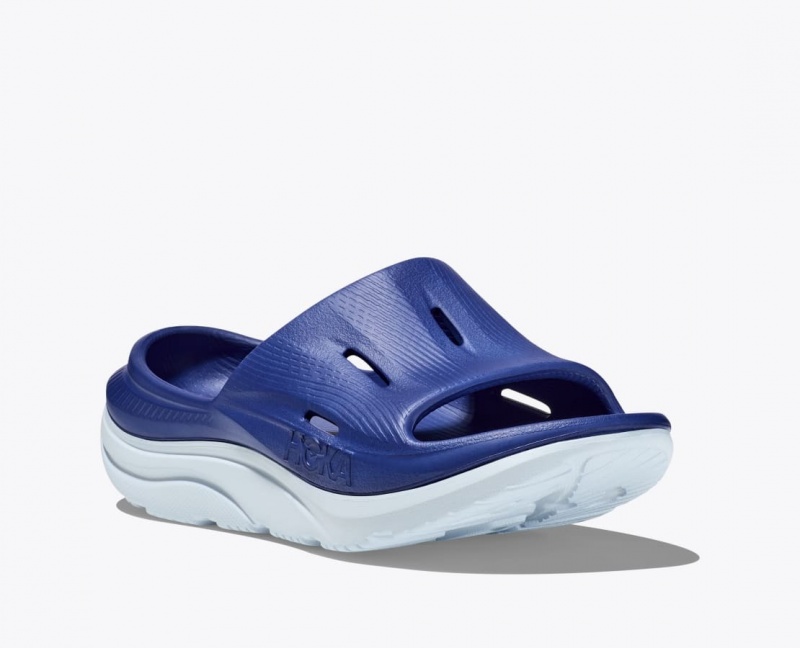 HOKA Ora Recovery 3 Kids' Slides Navy | 45987GUOX