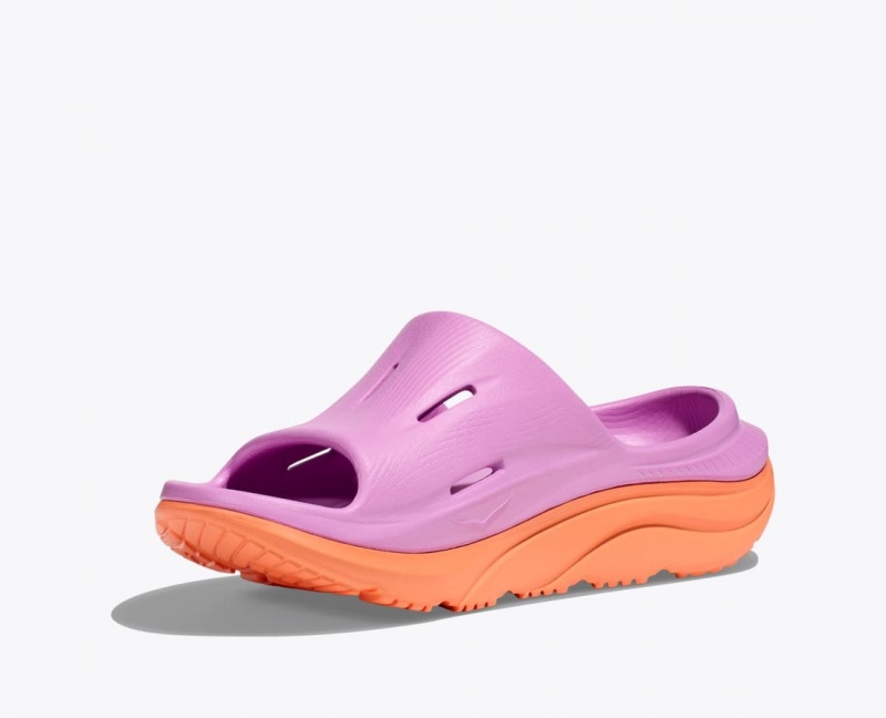 HOKA Ora Recovery 3 Kids' Slides Pink / Orange | 83457EQAP