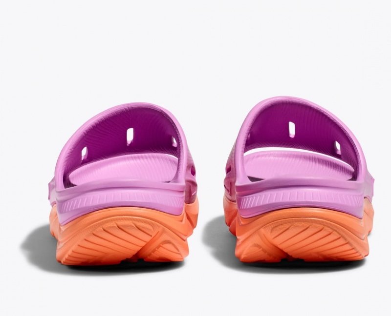 HOKA Ora Recovery 3 Kids' Slides Pink / Orange | 83457EQAP