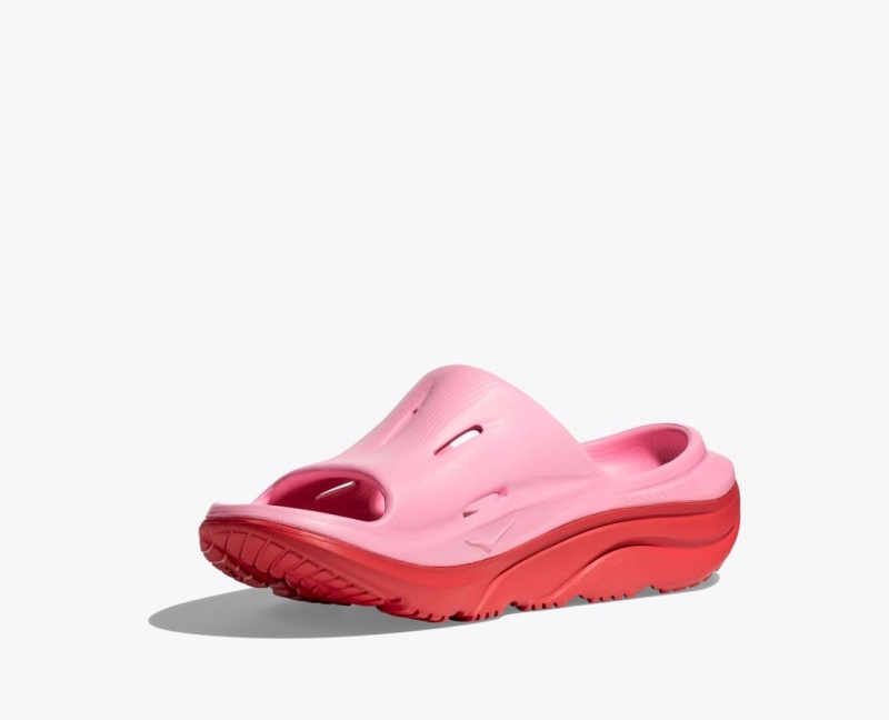 HOKA Ora Recovery 3 Kids' Slides Pink / Red | 54687RIMH