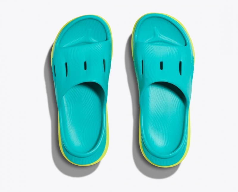 HOKA Ora Recovery 3 Kids' Slides Turquoise / Green | 47231ZEDF