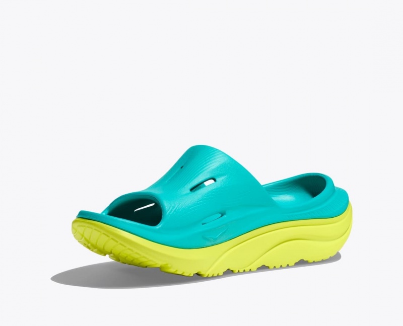 HOKA Ora Recovery 3 Kids' Slides Turquoise / Green | 47231ZEDF