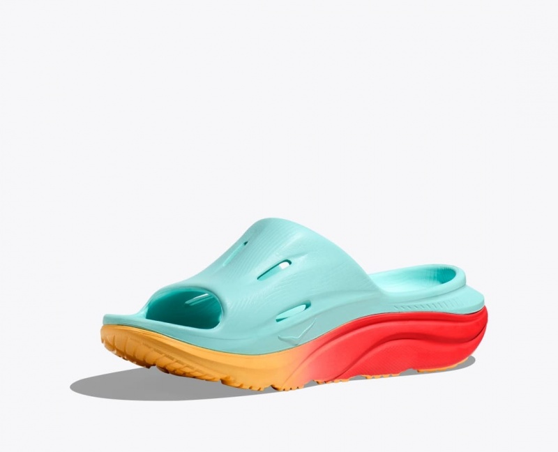 HOKA Ora Recovery 3 Women's Slide Light Turquoise / Orange | 16572NVIG