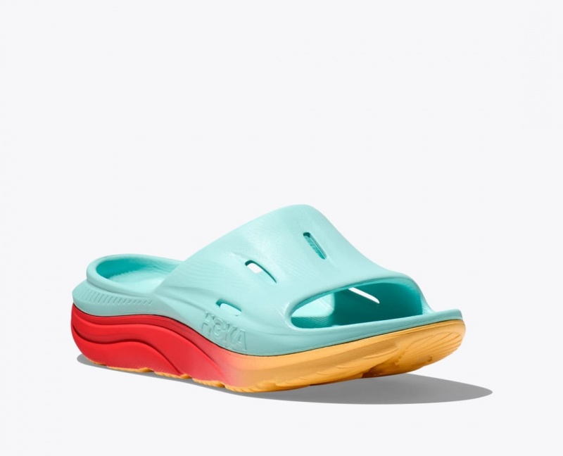 HOKA Ora Recovery 3 Women's Slide Light Turquoise / Orange | 16572NVIG