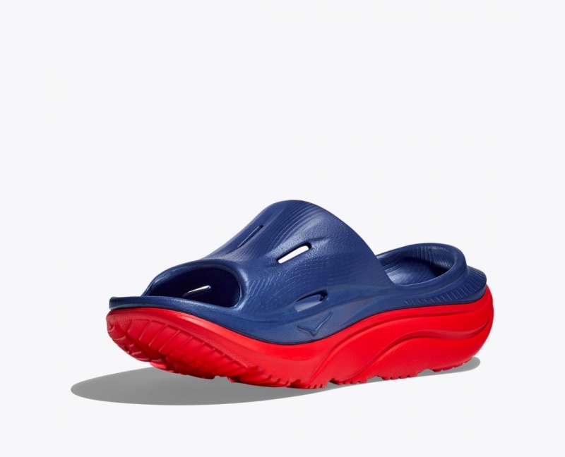 HOKA Ora Recovery 3 Women's Slide Navy / Red | 54820PGRT