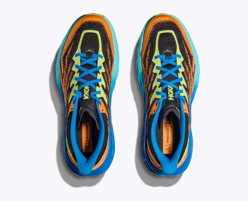 HOKA Speedgoat 5 Men's Trail Running Shoes Orange / Black / Blue | 73502EDVC