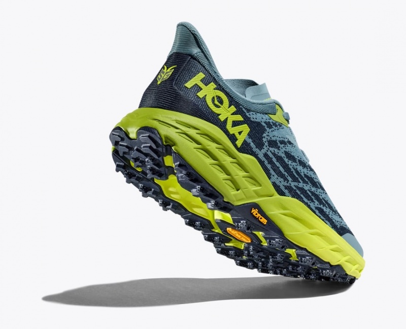 HOKA Speedgoat 5 Men's Trail Running Shoes Blue / Green / Black | 48167UGTL