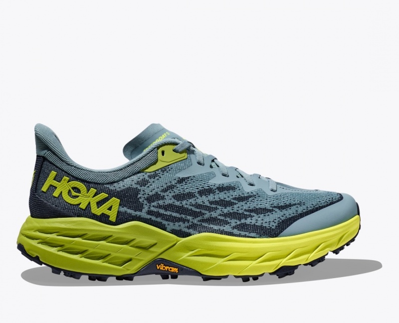 HOKA Speedgoat 5 Men\'s Trail Running Shoes Blue / Green / Black | 48167UGTL