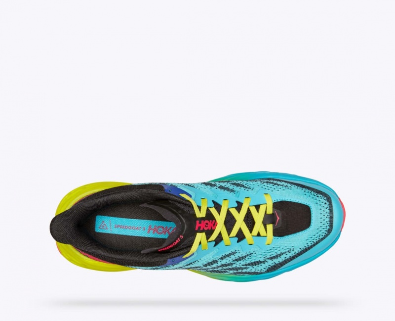 HOKA Speedgoat 5 Men's Trail Running Shoes Turquoise / Black / Green | 63045GZLD