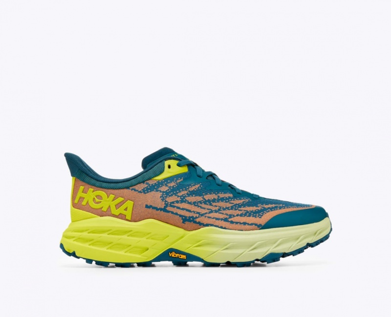 HOKA Speedgoat 5 Men\'s Trail Running Shoes Dark Green / Orange | 47216NPCL