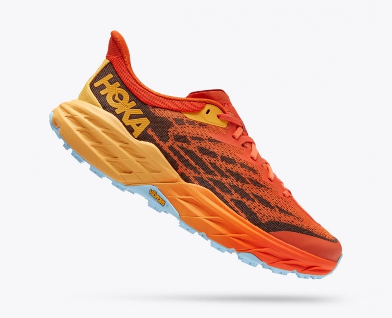 HOKA Speedgoat 5 Men's Trail Running Shoes Orange / Dark Brown | 17953PZGM