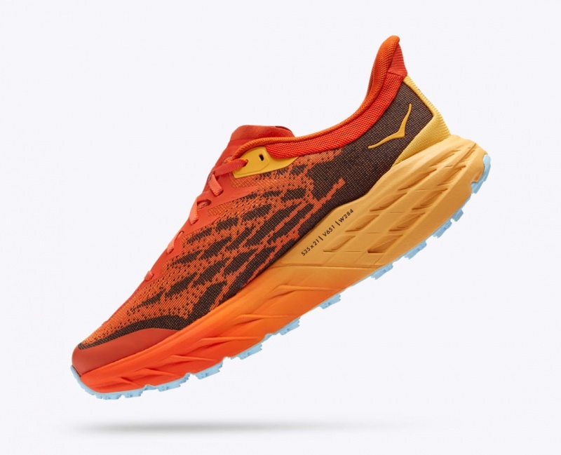 HOKA Speedgoat 5 Men's Trail Running Shoes Orange / Dark Brown | 17953PZGM