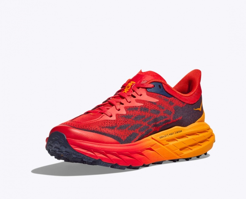 HOKA Speedgoat 5 Men's Trail Running Shoes Red / Dark Brown | 01834AGPK