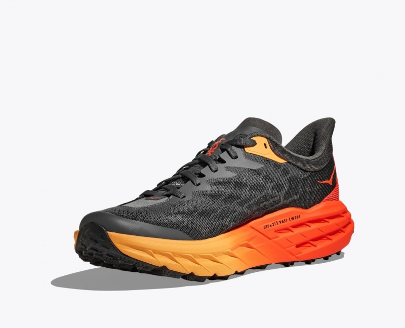 HOKA Speedgoat 5 Men's Trail Running Shoes Black / Orange / Red | 41780QKMF