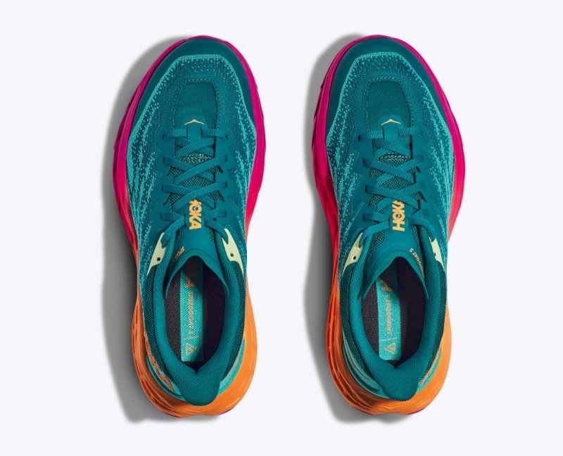 HOKA Speedgoat 5 Men's Trail Running Shoes Dark Turquoise / Pink / Orange | 40981UKOY