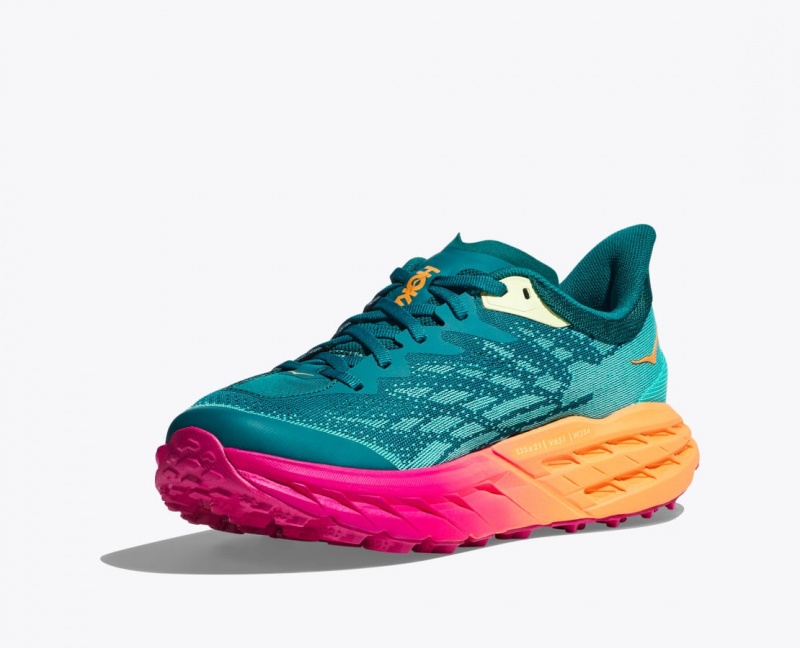 HOKA Speedgoat 5 Men's Trail Running Shoes Dark Turquoise / Pink / Orange | 40981UKOY