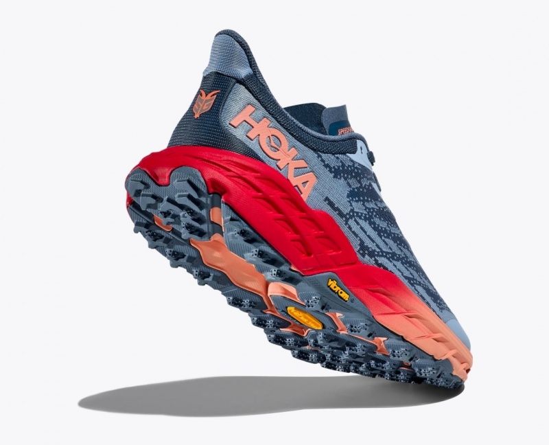 HOKA Speedgoat 5 Women's Trail Running Shoes Blue Grey / Red | 59032JMFC